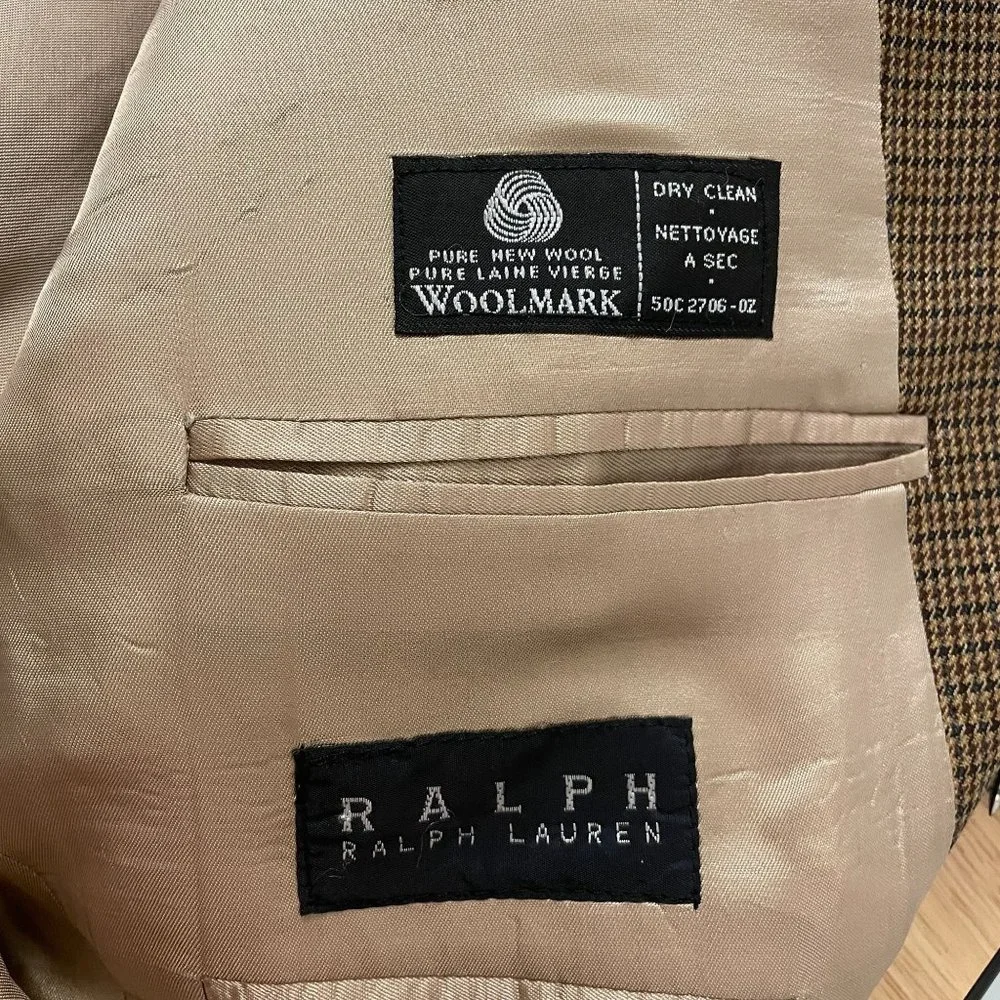 Vintage Ralph Lauren Pure New Wool Check Sportcoat Men 42R Brown Canada